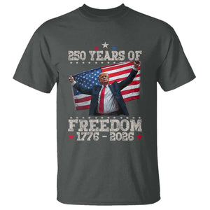 Trump 250th Anniversary T Shirt 250 Years Of Freedom Vintage USA Flag TS11 Dark Heather Print Your Wear