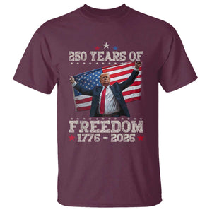 Trump 250th Anniversary T Shirt 250 Years Of Freedom Vintage USA Flag TS11 Maroon Print Your Wear