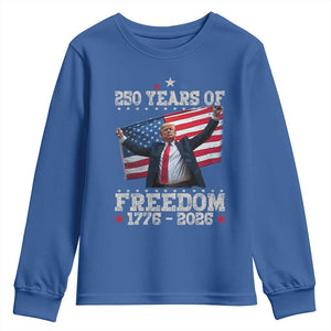 Trump 250th Anniversary Youth Sweatshirt 250 Years Of Freedom Vintage USA Flag TS11 Royal Blue Print Your Wear