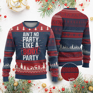Ain't No Party Like A Diddy Party Ugly Christmas Sweater Vintage Sealed TS11 Burgundy Print Your Wear