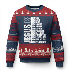 Jesus Is My Everything My God My Lord And Savior Christian Ugly Christmas Sweater TS11 Navy Red Print Your Wear