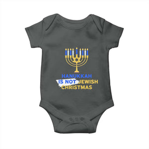 Funny Hanukkah Is Not Jewish Christmas Baby Onesie Chanukah Menorah TS11 Dark Heather Print Your Wear