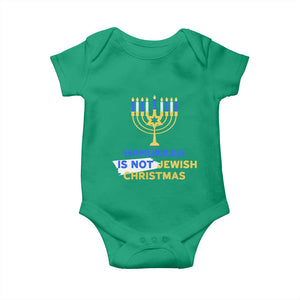 Funny Hanukkah Is Not Jewish Christmas Baby Onesie Chanukah Menorah TS11 Irish Green Print Your Wear