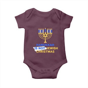 Funny Hanukkah Is Not Jewish Christmas Baby Onesie Chanukah Menorah TS11 Maroon Print Your Wear