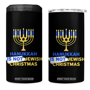 Funny Hanukkah Is Not Jewish Christmas 4 in 1 Can Cooler Tumbler Chanukah Menorah TS11 One Size: 16 oz Black Print Your Wear
