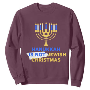Funny Hanukkah Is Not Jewish Christmas Sweatshirt Chanukah Menorah TS11 Maroon Print Your Wear