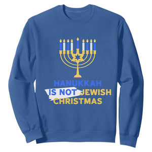 Funny Hanukkah Is Not Jewish Christmas Sweatshirt Chanukah Menorah TS11 Royal Blue Print Your Wear