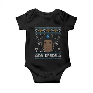 Funny Hanukkah Dreidel Baby Onesie Dr Dreidel Chanukah Rapper DJ TS11 Black Print Your Wear