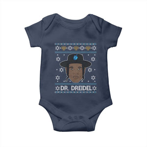 Funny Hanukkah Dreidel Baby Onesie Dr Dreidel Chanukah Rapper DJ TS11 Navy Print Your Wear