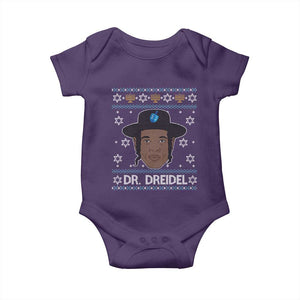 Funny Hanukkah Dreidel Baby Onesie Dr Dreidel Chanukah Rapper DJ TS11 Purple Print Your Wear