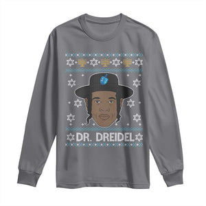 Funny Hanukkah Dreidel Long Sleeve Shirt Dr Dreidel Chanukah Rapper DJ TS11 Charcoal Print Your Wear