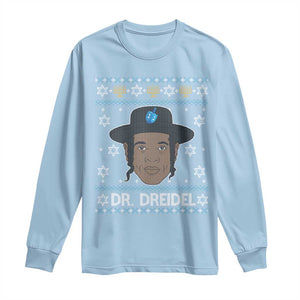 Funny Hanukkah Dreidel Long Sleeve Shirt Dr Dreidel Chanukah Rapper DJ TS11 Light Blue Print Your Wear