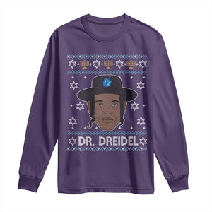 Funny Hanukkah Dreidel Long Sleeve Shirt Dr Dreidel Chanukah Rapper DJ TS11 Purple Print Your Wear