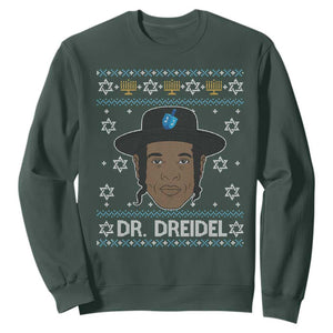 Funny Hanukkah Dreidel Sweatshirt Dr Dreidel Chanukah Rapper DJ TS11 Dark Forest Green Print Your Wear