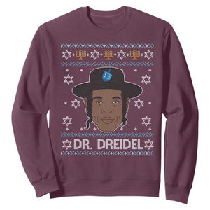 Funny Hanukkah Dreidel Sweatshirt Dr Dreidel Chanukah Rapper DJ TS11 Maroon Print Your Wear