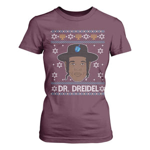 Funny Hanukkah Dreidel T Shirt For Women Dr Dreidel Chanukah Rapper DJ TS11 Maroon Print Your Wear