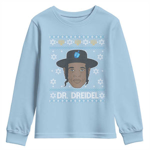Funny Hanukkah Dreidel Youth Sweatshirt Dr Dreidel Chanukah Rapper DJ TS11 Light Blue Print Your Wear