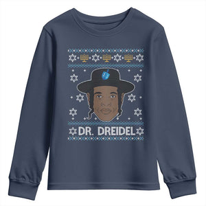 Funny Hanukkah Dreidel Youth Sweatshirt Dr Dreidel Chanukah Rapper DJ TS11 Navy Print Your Wear