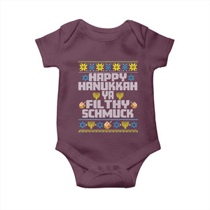 Happy Hanukkah Ya Fithy Schmuck Baby Onesie Funny Hanukkah Christmas Movie TS11 Maroon Print Your Wear
