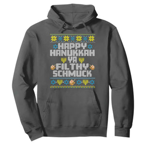 Happy Hanukkah Ya Filthy Schmuck Hoodie Funny Hanukkah Christmas Movie TS11 Dark Heather Print Your Wear