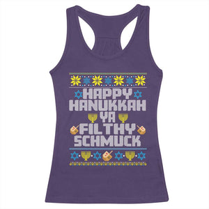 Happy Hanukkah Ya Filthy Schmuck Racerback Tank Top Funny Hanukkah Christmas Movie TS11 Purple Print Your Wear