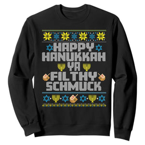 Happy Hanukkah Ya Fithy Schmuck Sweatshirt Funny Hanukkah Christmas Movie TS11 Black Print Your Wear