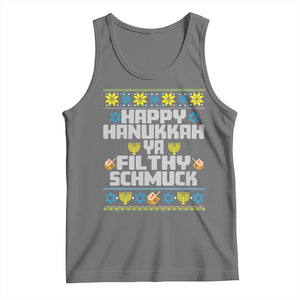 Happy Hanukkah Ya Filthy Schmuck Tank Top Funny Hanukkah Christmas Movie TS11 Black Heather Print Your Wear