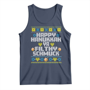 Happy Hanukkah Ya Fithy Schmuck Tank Top Funny Hanukkah Christmas Movie TS11 Navy Print Your Wear