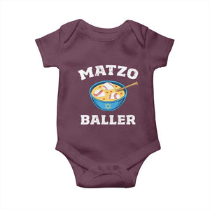 Funny Hanukkah Baseball Baby Onesie Matzo Baller Matzah Ball Jewish Chanukah Sports Lover TS11 Maroon Print Your Wear
