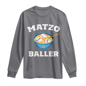 Funny Hanukkah Baseball Long Sleeve Shirt Matzo Baller Matzah Ball Jewish Chanukah Sports Lover TS11 Charcoal Print Your Wear