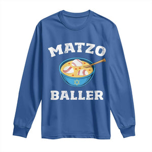 Funny Hanukkah Baseball Long Sleeve Shirt Matzo Baller Matzah Ball Jewish Chanukah Sports Lover TS11 Royal Blue Print Your Wear