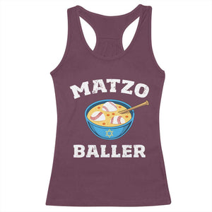 Funny Hanukkah Baseball Racerback Tank Top Matzo Baller Matzah Ball Jewish Chanukah Sports Lover - Print Your Wear