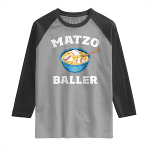 Funny Hanukkah Baseball Raglan Shirt Matzo Baller Matzah Ball Jewish Chanukah Sports Lover TS11 Sport Gray Black Print Your Wear