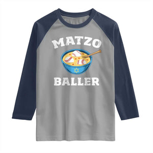 Funny Hanukkah Baseball Raglan Shirt Matzo Baller Matzah Ball Jewish Chanukah Sports Lover TS11 Sport Gray Navy Print Your Wear