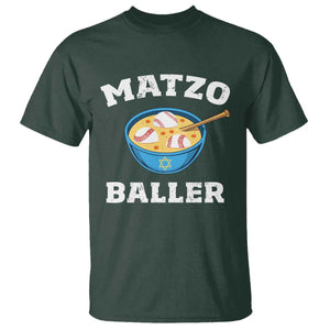 Funny Hanukkah Baseball T Shirt Matzo Baller Matzah Ball Jewish Chanukah Sports Lover TS11 Dark Forest Green Print Your Wear