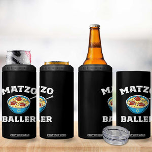 Funny Hanukkah Football 4 in 1 Can Cooler Tumbler Matzo Baller Matzah Ball Jewish Chanukah Sports Lover TS11 Print Your Wear