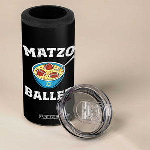 Funny Hanukkah Football 4 in 1 Can Cooler Tumbler Matzo Baller Matzah Ball Jewish Chanukah Sports Lover TS11 Print Your Wear