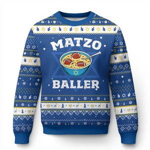 Funny Chanukah Football Hanukkah Ugly Sweater Matzo Baller Matzah Ball Jewish Holidays Sports Lover TS11 Blue White Print Your Wear