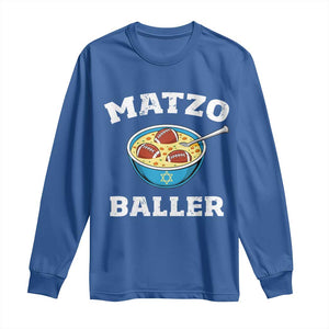 Funny Hanukkah Football Long Sleeve Shirt Matzo Baller Matzah Ball Jewish Chanukah Sports Lover TS11 Royal Blue Print Your Wear