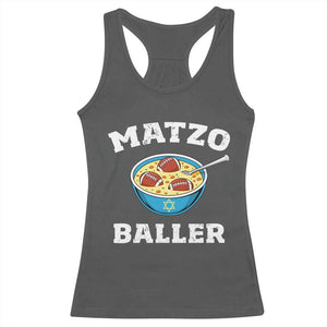 Funny Hanukkah Football Racerback Tank Top Matzo Baller Matzah Ball Jewish Chanukah Sports Lover TS11 Dark Heather Print Your Wear
