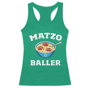 Funny Hanukkah Football Racerback Tank Top Matzo Baller Matzah Ball Jewish Chanukah Sports Lover - Print Your Wear