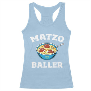 Funny Hanukkah Football Racerback Tank Top Matzo Baller Matzah Ball Jewish Chanukah Sports Lover TS11 Light Blue Print Your Wear