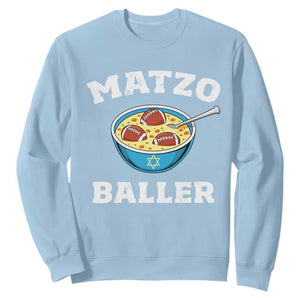 Funny Hanukkah Football Sweatshirt Matzo Baller Matzah Ball Jewish Chanukah Sports Lover TS11 Light Blue Print Your Wear