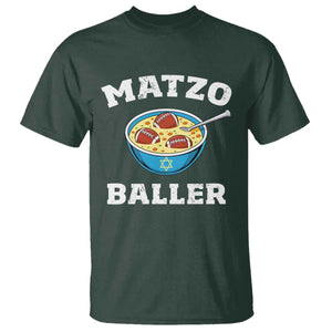Funny Hanukkah Football T Shirt Matzo Baller Matzah Ball Jewish Chanukah Sports Lover TS11 Dark Forest Green Print Your Wear
