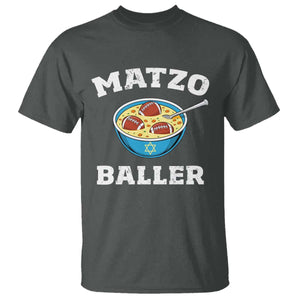 Funny Hanukkah Football T Shirt Matzo Baller Matzah Ball Jewish Chanukah Sports Lover TS11 Dark Heather Print Your Wear