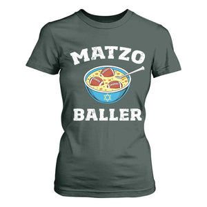 Funny Hanukkah Football T Shirt For Women Matzo Baller Matzah Ball Jewish Chanukah Sports Lover TS11 Dark Forest Green Print Your Wear