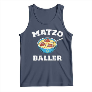 Funny Hanukkah Football Tank Top Matzo Baller Matzah Ball Jewish Chanukah Sports Lover TS11 Navy Print Your Wear