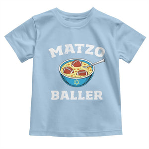 Funny Hanukkah Football Toddler T Shirt Matzo Baller Matzah Ball Jewish Chanukah Sports Lover TS11 Light Blue Print Your Wear