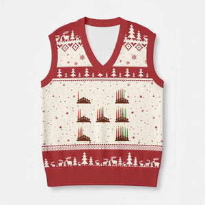 Kwanzaa Kinara Seven Candles African American Holiday V-Neck Knit Sweater Vest TS11 Beige Red Print Your Wear