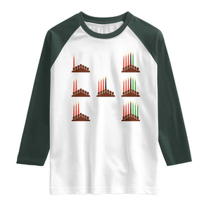 Kwanzaa Kinara Seven Candles African American Holiday Raglan Shirt TS11 White Dark Forest Green Print Your Wear